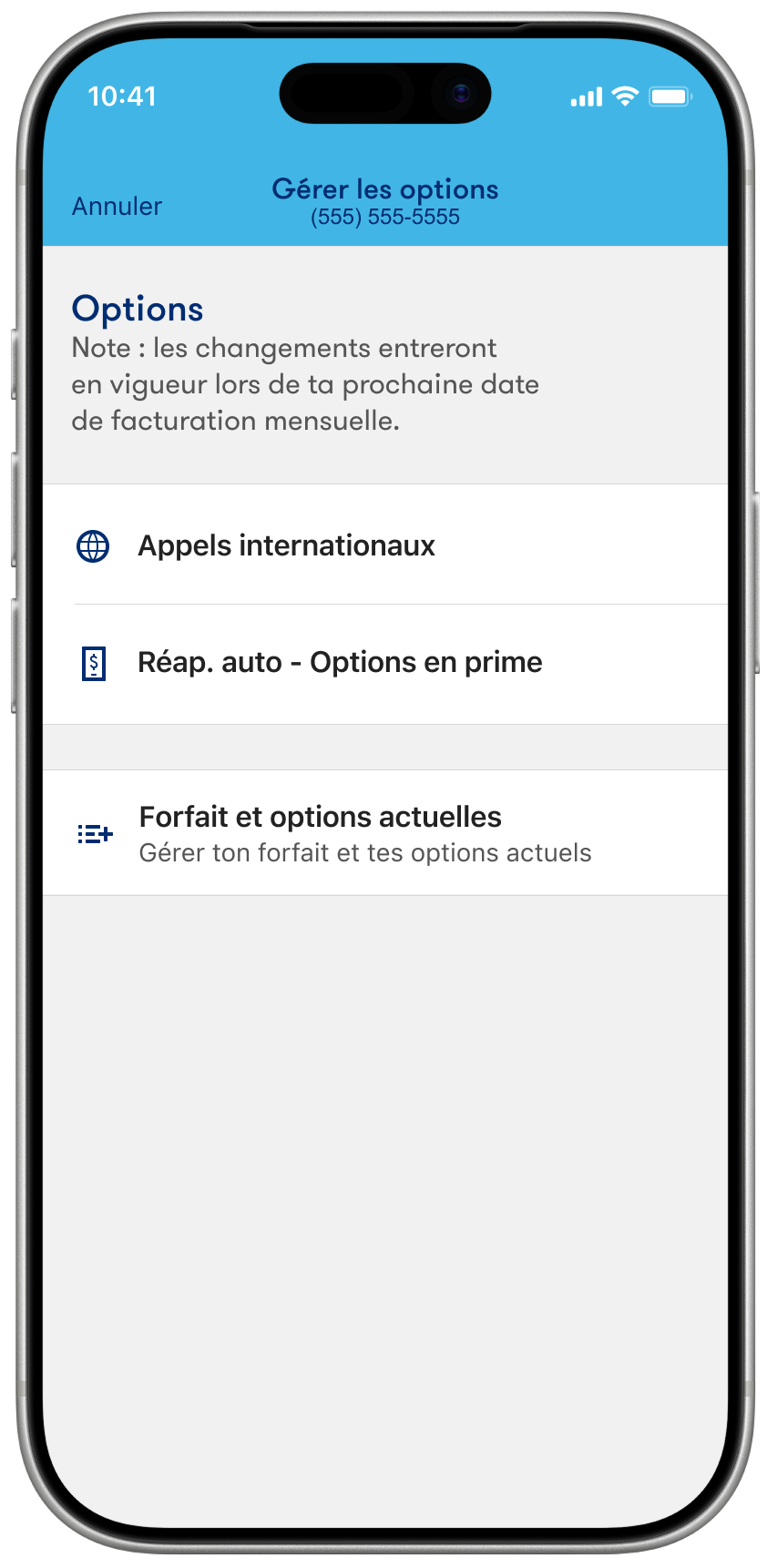 Gère <br>tes options